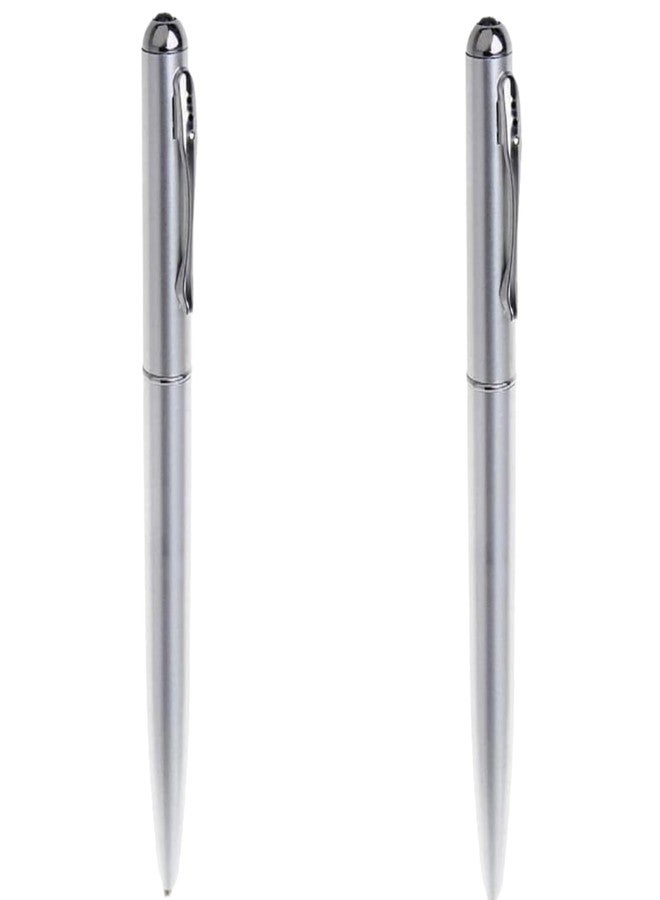 Dwuww 2Pcs Silver Light Ballpoint Pen With Invisible Ink Secret For Rollerball Pens Office and School Supplies - Image 1