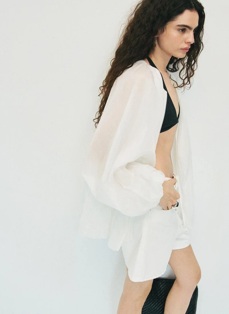 MANGO High-waisted straight-fit denim shorts