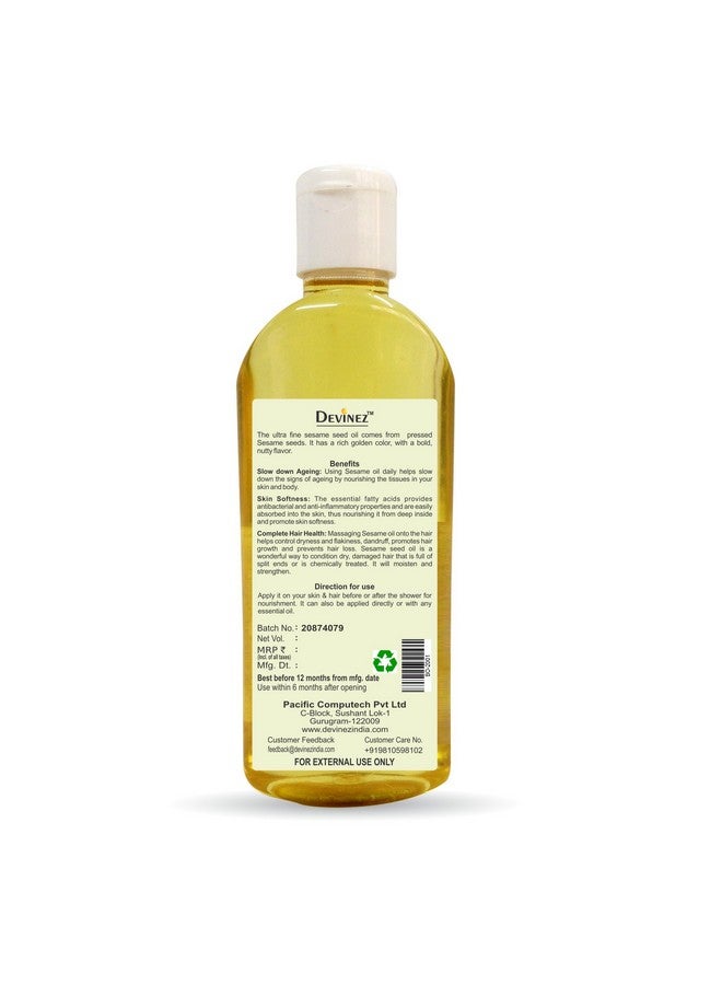 ديفينيز زيت بذور السمسم من ديفينيز، 110 مل × 2 - زيت نقي 100%، طبيعي، غير مخفف، درجة علاجية، معصور على البارد للعناية بالشعر والبشرة، قمل الرأس، العناية بالقشرة، الترطيب العميق - Image 3