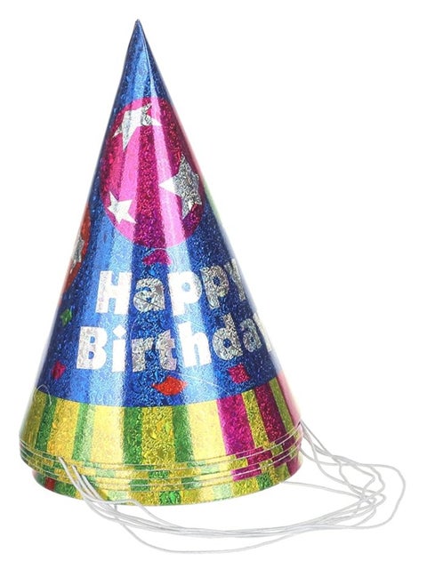 Party happy birthday print hat set, 034/6 multi color set of 6