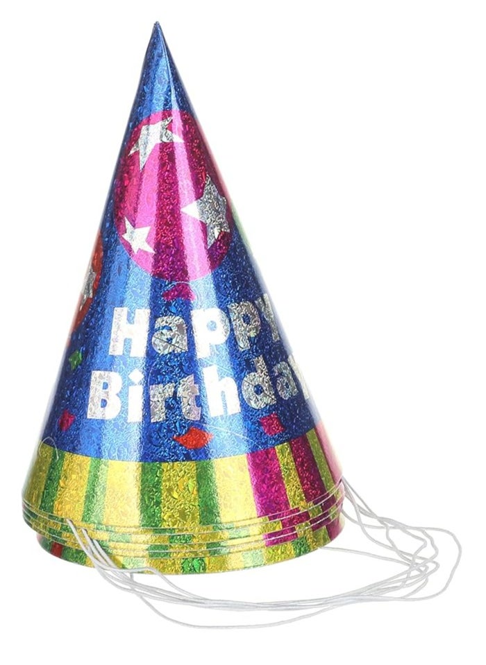 Party happy birthday print hat set, 034/6 multi color set of 6
