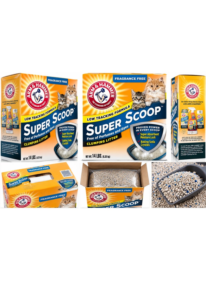 هامر Arm & Hammer Super Scoop رمل قطط متكتل بدون عطر قليل التناثر عالي الامتصاص – 6.35 كجم - Image 2