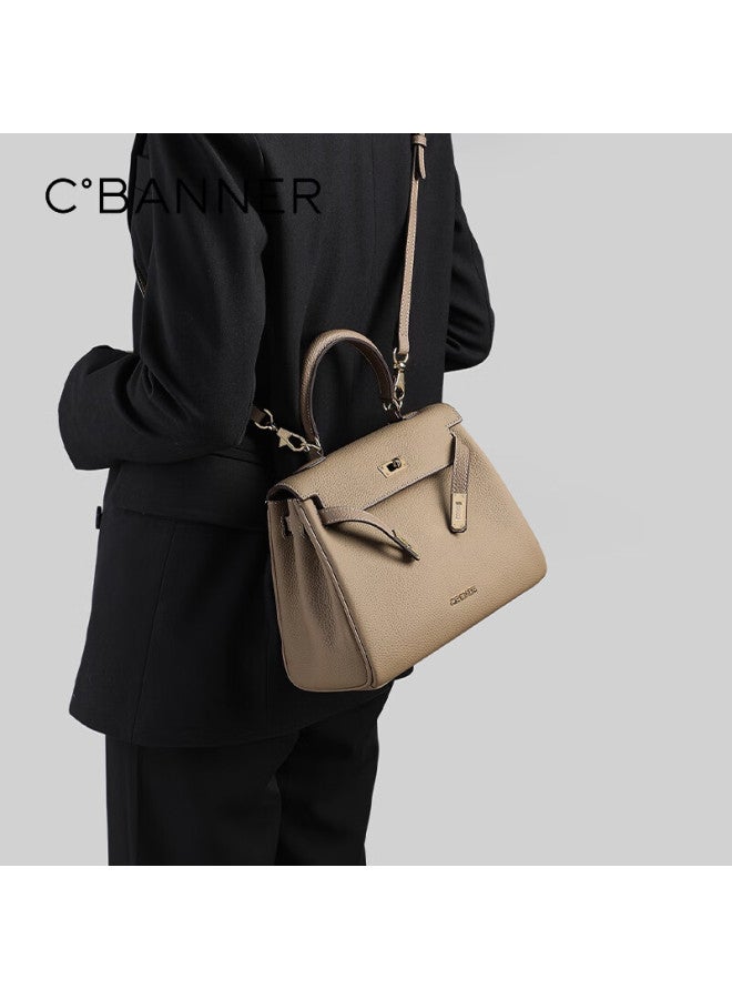 C.banner Top-grain Leather Handbag, Kelly Bag, Tote Bag, Shoulder Bag, Crossbody Bag, Birthday And New Year Gift For Women And Girlfriends - Image 2