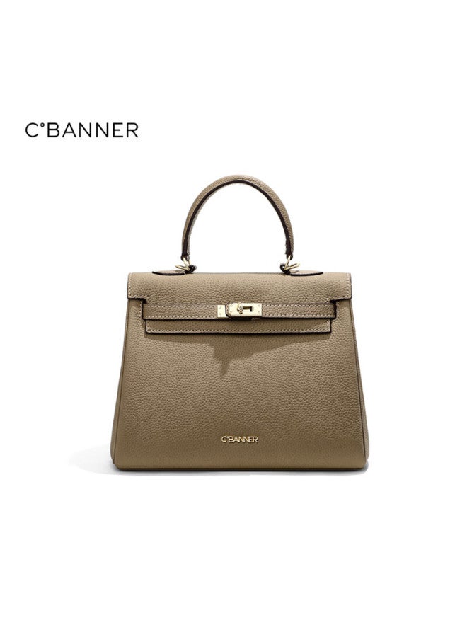 C.banner Top-grain Leather Handbag, Kelly Bag, Tote Bag, Shoulder Bag, Crossbody Bag, Birthday And New Year Gift For Women And Girlfriends - Image 3