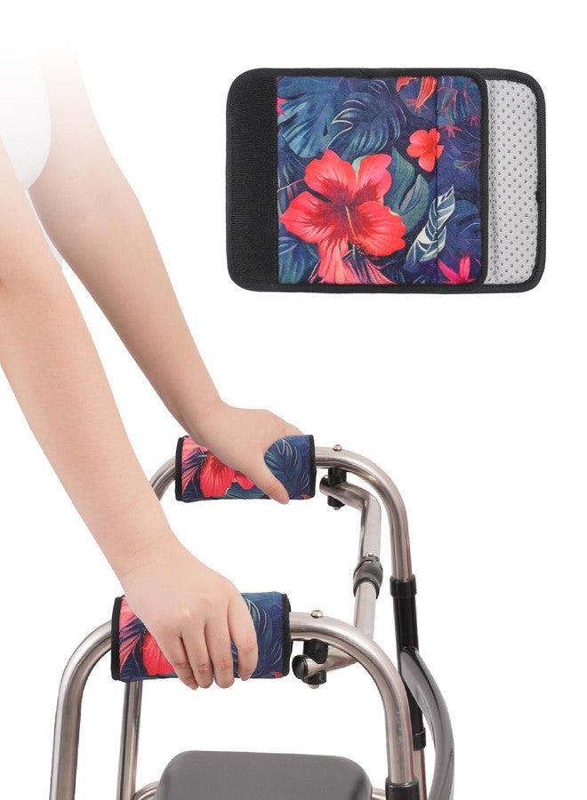 KUAZIDAR 2 Pack Walker Handle Cushions,Walker Padded Hand Grip Covers for Rolling Wheelchair Walker Elderly Grippers Rollator Handle,Washable-Non-Slip Comfortable Cushion Padding,Moisture Wicking Mobility Accessory, Multi-Color Floral - Image 1