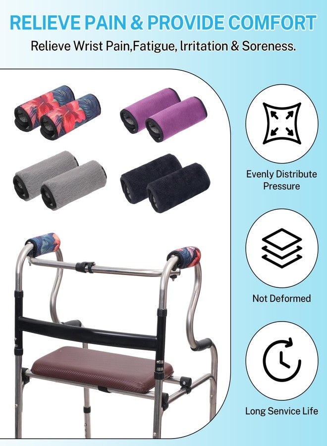 KUAZIDAR 2 Pack Walker Handle Cushions,Walker Padded Hand Grip Covers for Rolling Wheelchair Walker Elderly Grippers Rollator Handle,Washable-Non-Slip Comfortable Cushion Padding,Moisture Wicking Mobility Accessory, Multi-Color Floral - Image 2
