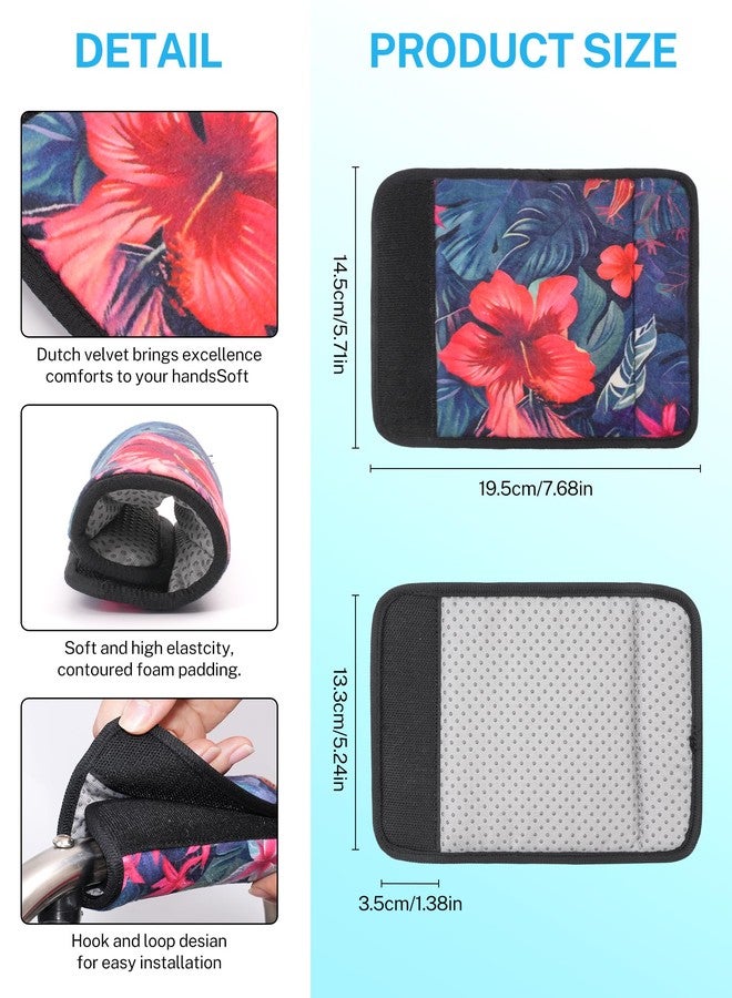 KUAZIDAR 2 Pack Walker Handle Cushions,Walker Padded Hand Grip Covers for Rolling Wheelchair Walker Elderly Grippers Rollator Handle,Washable-Non-Slip Comfortable Cushion Padding,Moisture Wicking Mobility Accessory, Multi-Color Floral - Image 3