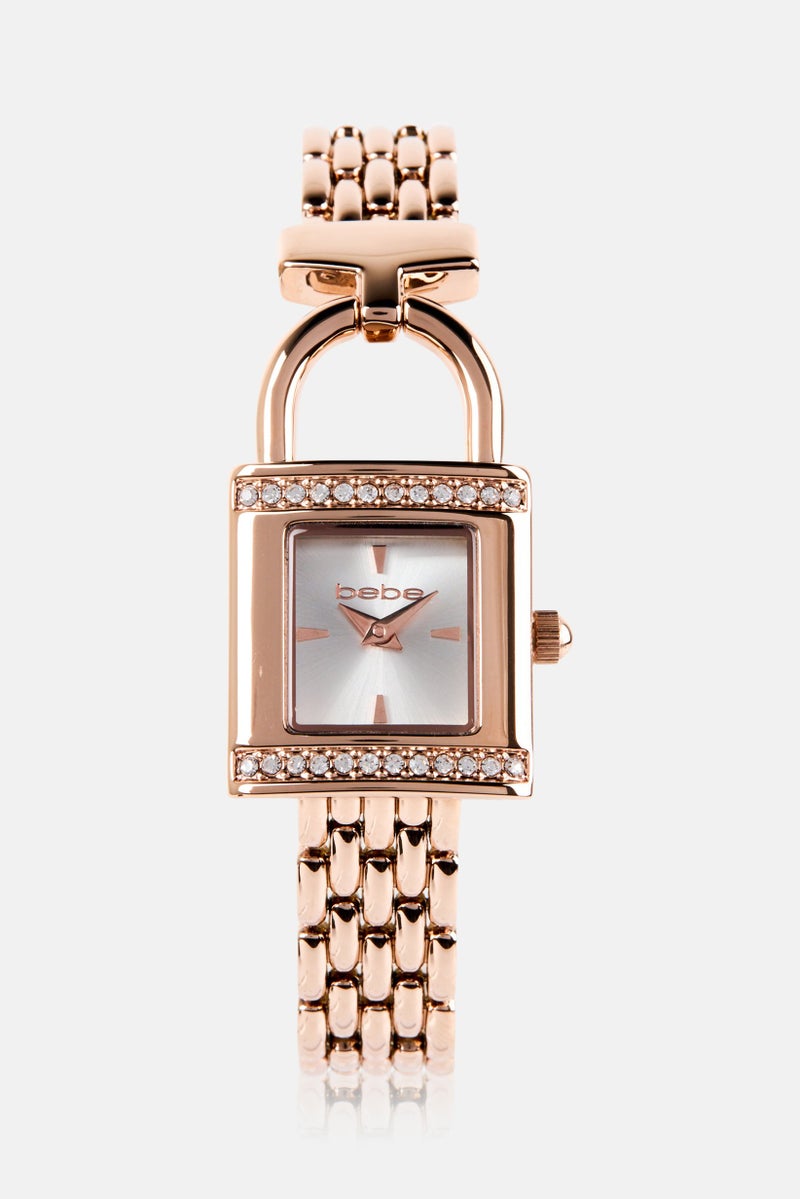bebe Women BB4228S/01M Stainless Steel Square Watch 22mm, Rose Gold - Image 1