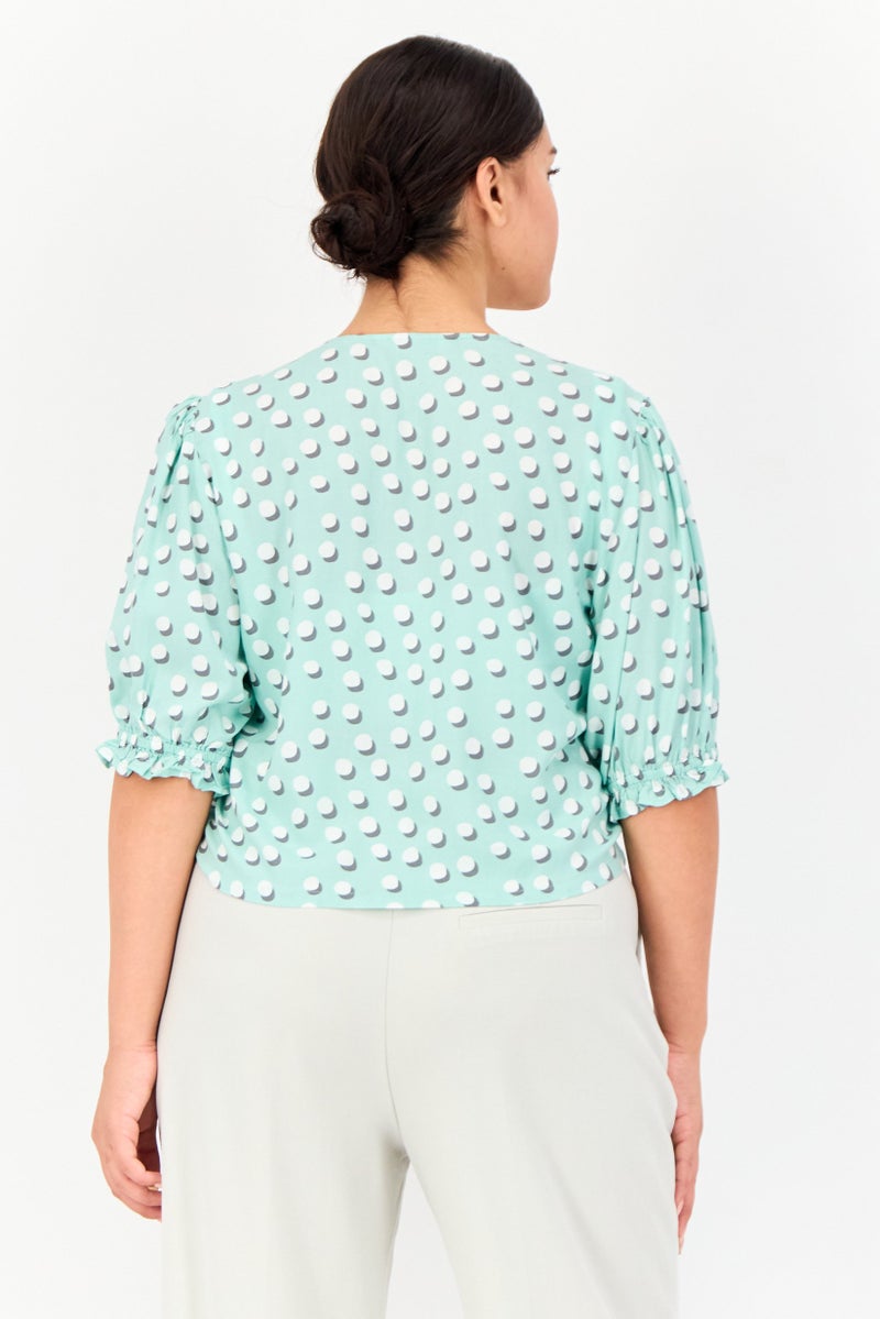 ONLY Women V Neck Short Sleeve Allover Print Blouse, Multicolor  - Image 3