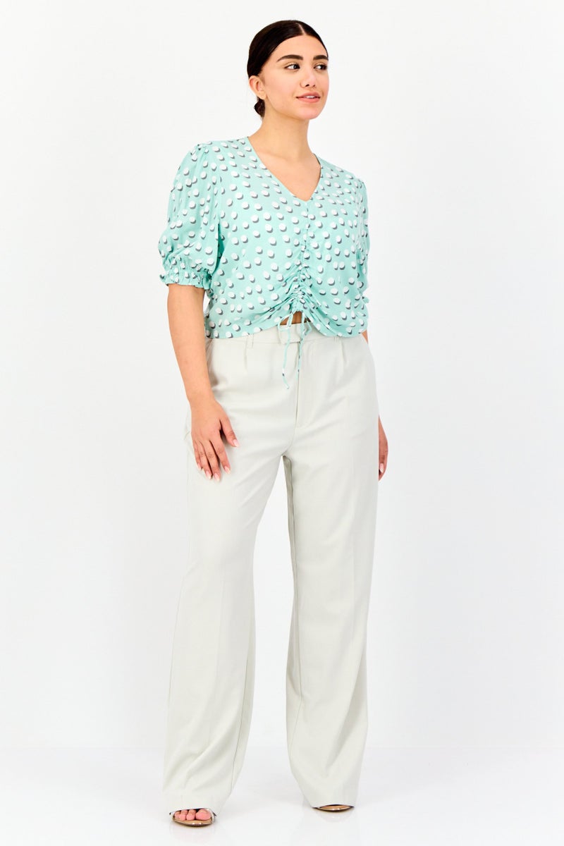 ONLY Women V Neck Short Sleeve Allover Print Blouse, Multicolor  - Image 4