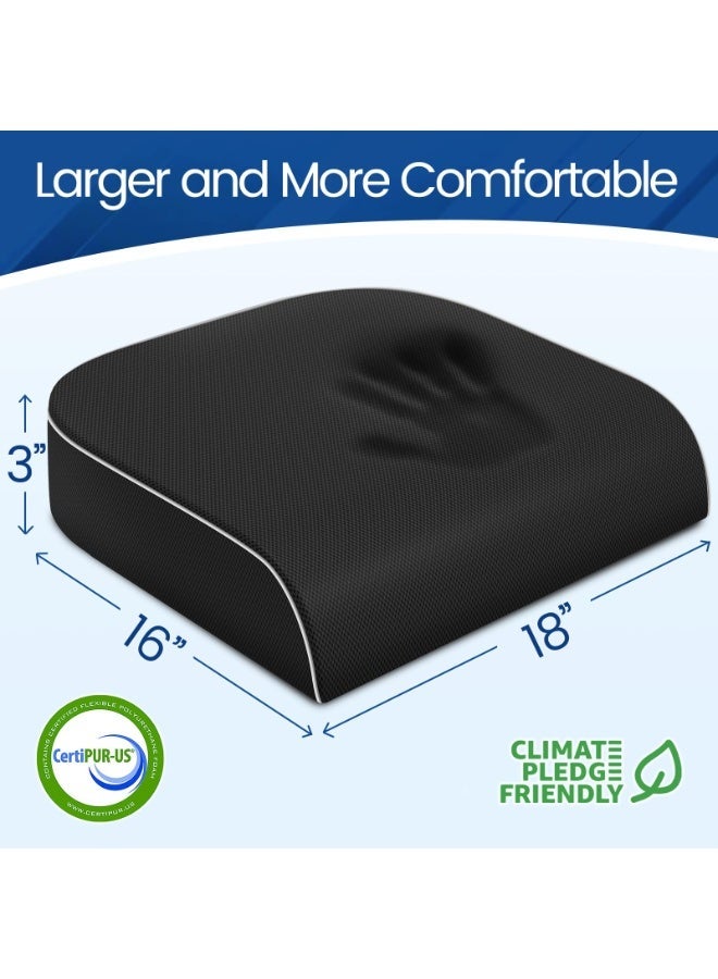 Memory Foam Seat Cushion | Pressure Relief Comfort | Firm Non-Slip Base | Washable Zipper Cover | 46 x 41 x 8 cm for Office and Cars - Image 2