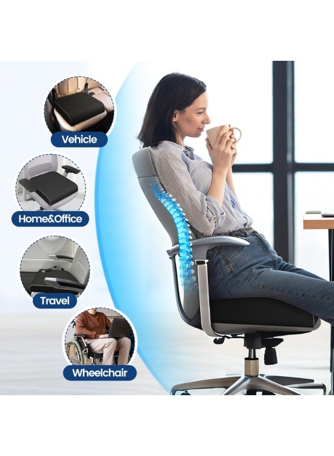 Memory Foam Seat Cushion | Pressure Relief Comfort | Firm Non-Slip Base | Washable Zipper Cover | 46 x 41 x 8 cm for Office and Cars - Image 4