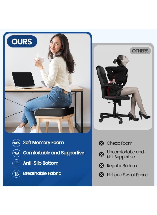 Memory Foam Seat Cushion | Pressure Relief Comfort | Firm Non-Slip Base | Washable Zipper Cover | 46 x 41 x 8 cm for Office and Cars - Image 5