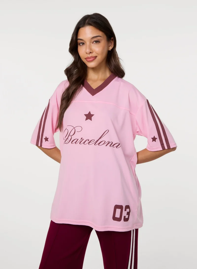 بينك فانيلا Barcelona Football Sports Jersey Top