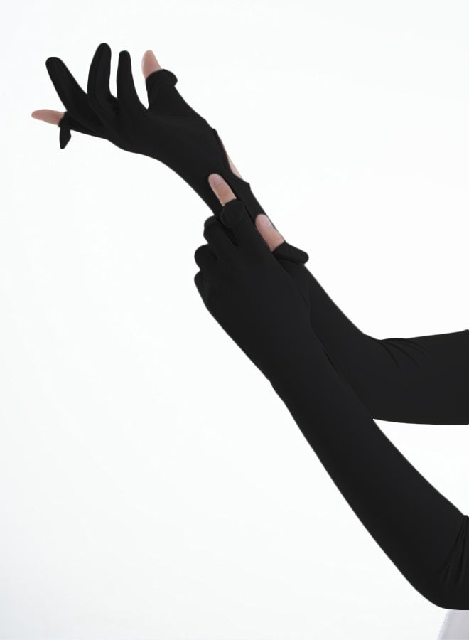 قفازات واقية من الشمس بأكمام ثلج واقية من الشمس بأكمام خارجية مفتوحة بشاشة لمس مفتوحة - Image 2