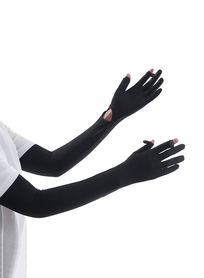 قفازات واقية من الشمس بأكمام ثلج واقية من الشمس بأكمام خارجية مفتوحة بشاشة لمس مفتوحة - Image 1