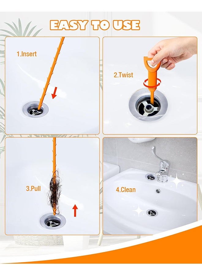 20 Inch Sink Snake Drain Clog Remover Tool, 6 Pack Drain Cleaner Hair Clog Remover Tool, Drain Hair Remover Plumbers Snake, Drain Cleaner Sticks, Easy and Quick Unclog Sink Drain, Kitchen, Shower, t - Image 4