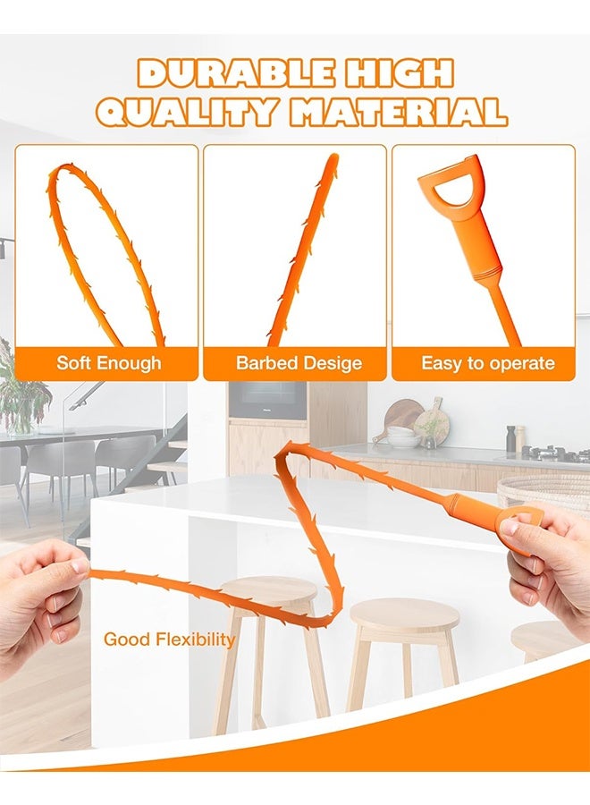 20 Inch Sink Snake Drain Clog Remover Tool, 6 Pack Drain Cleaner Hair Clog Remover Tool, Drain Hair Remover Plumbers Snake, Drain Cleaner Sticks, Easy and Quick Unclog Sink Drain, Kitchen, Shower, t - Image 2