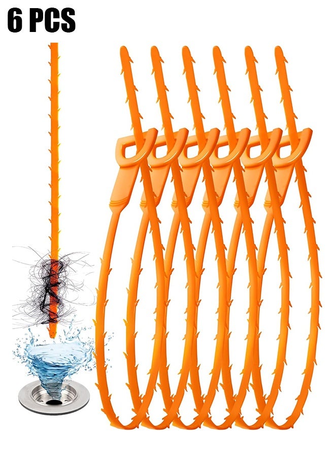 20 Inch Sink Snake Drain Clog Remover Tool, 6 Pack Drain Cleaner Hair Clog Remover Tool, Drain Hair Remover Plumbers Snake, Drain Cleaner Sticks, Easy and Quick Unclog Sink Drain, Kitchen, Shower, t - Image 1