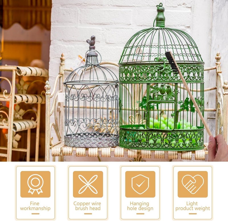 Zerodis 3PCS Bird Cage Brush Wooden Cleaning Brush Durable Portable Long Handle Bird Cage House Brush Accessory for Pet Birds Parrots Cage - Image 2