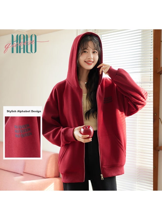 HALOQUEEN Halo Queen Women's Hooded Sweatshirt Jacket, New Year Outfit Top, New Year Battle Robe, Red Product H143u1004 - Image 2