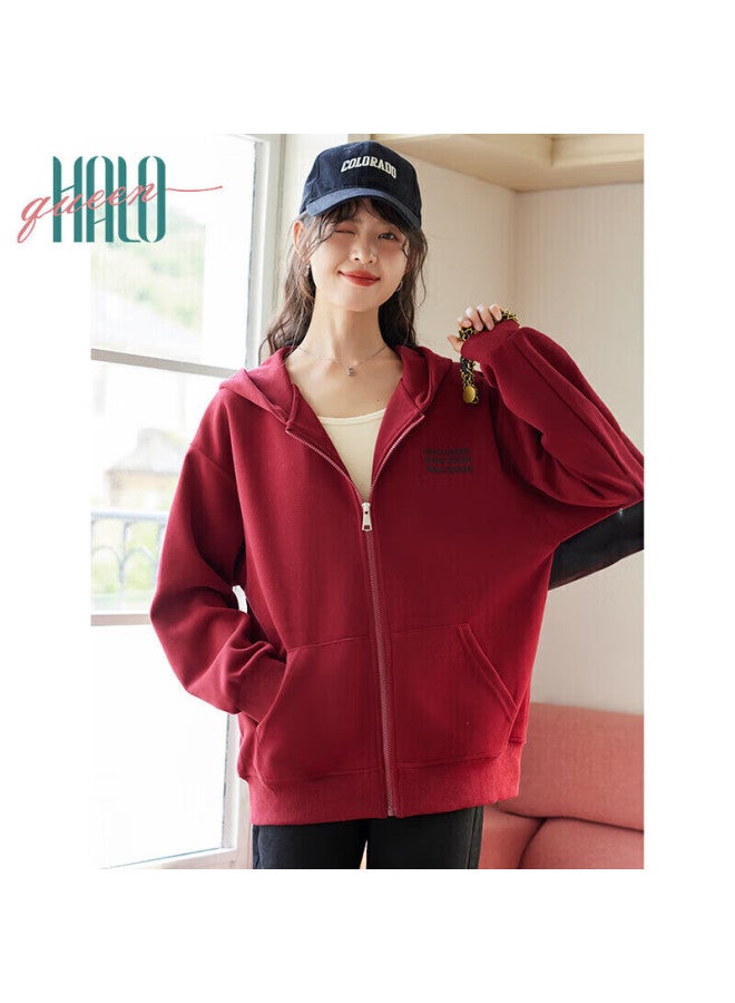 HALOQUEEN Halo Queen Women's Hooded Sweatshirt Jacket, New Year Outfit Top, New Year Battle Robe, Red Product H143u1004 - Image 1