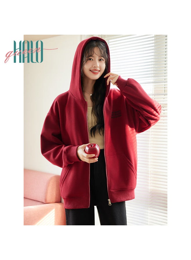 HALOQUEEN Halo Queen Women's Hooded Sweatshirt Jacket, New Year Outfit Top, New Year Battle Robe, Red Product H143u1004 - Image 3