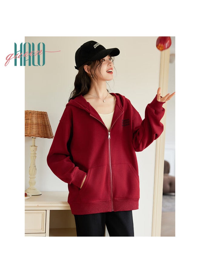 HALOQUEEN Halo Queen Women's Hooded Sweatshirt Jacket, New Year Outfit Top, New Year Battle Robe, Red Product H143u1004 - Image 4