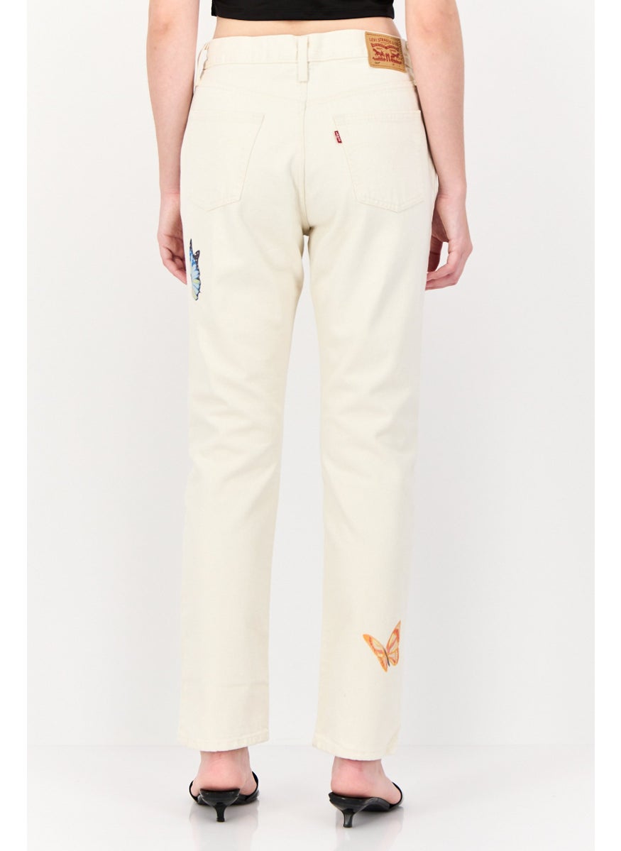 Levi's Women Regular Fit Graphic Print No Stretch Jeans, Off White  - Image 3
