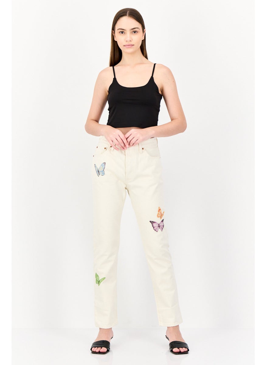 Levi's Women Regular Fit Graphic Print No Stretch Jeans, Off White  - Image 4