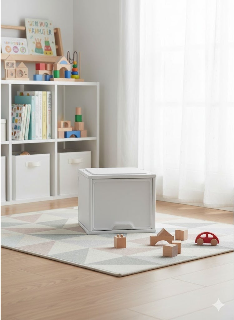 فول جوي خزانة أطفال قائمة بذاتها مصنوعة من مادة صناعية، أفقية، مغلقة من الخلف، مع باب مفصلي، 35.5 × 35.5 × 30.5 سم - Image 4