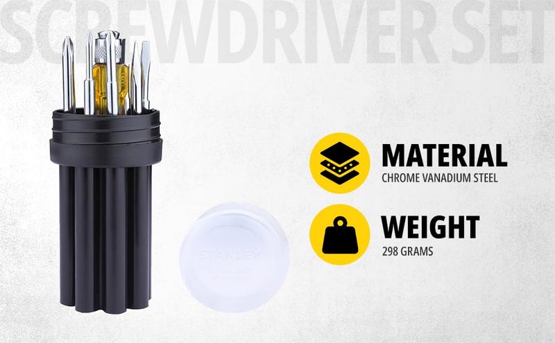 STANLEY STHT60573-8B 8 Pcs Screwdriver Set - Yellow & Black - Image 3