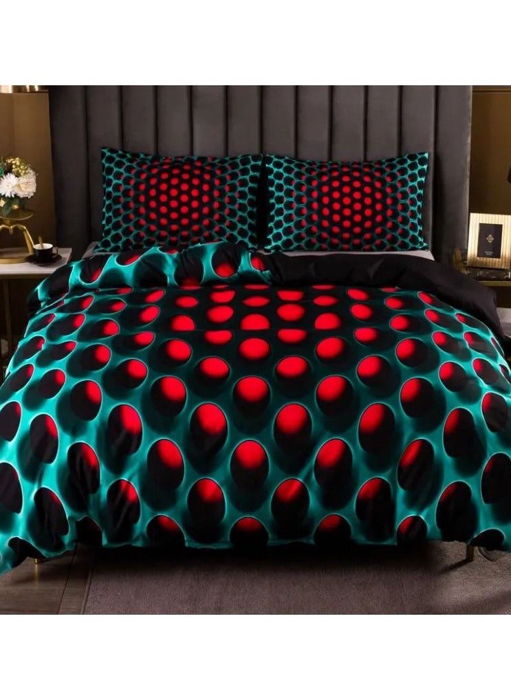 Exlene 3pc Bedding Set Colorful Duvet Cover (3pcs) Dense Holes Pattern, No Quilt, 180cm x 210cm  - Image 1