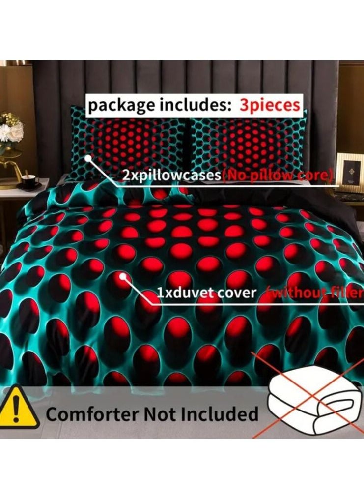 Exlene 3pc Bedding Set Colorful Duvet Cover (3pcs) Dense Holes Pattern, No Quilt, 180cm x 210cm  - Image 4