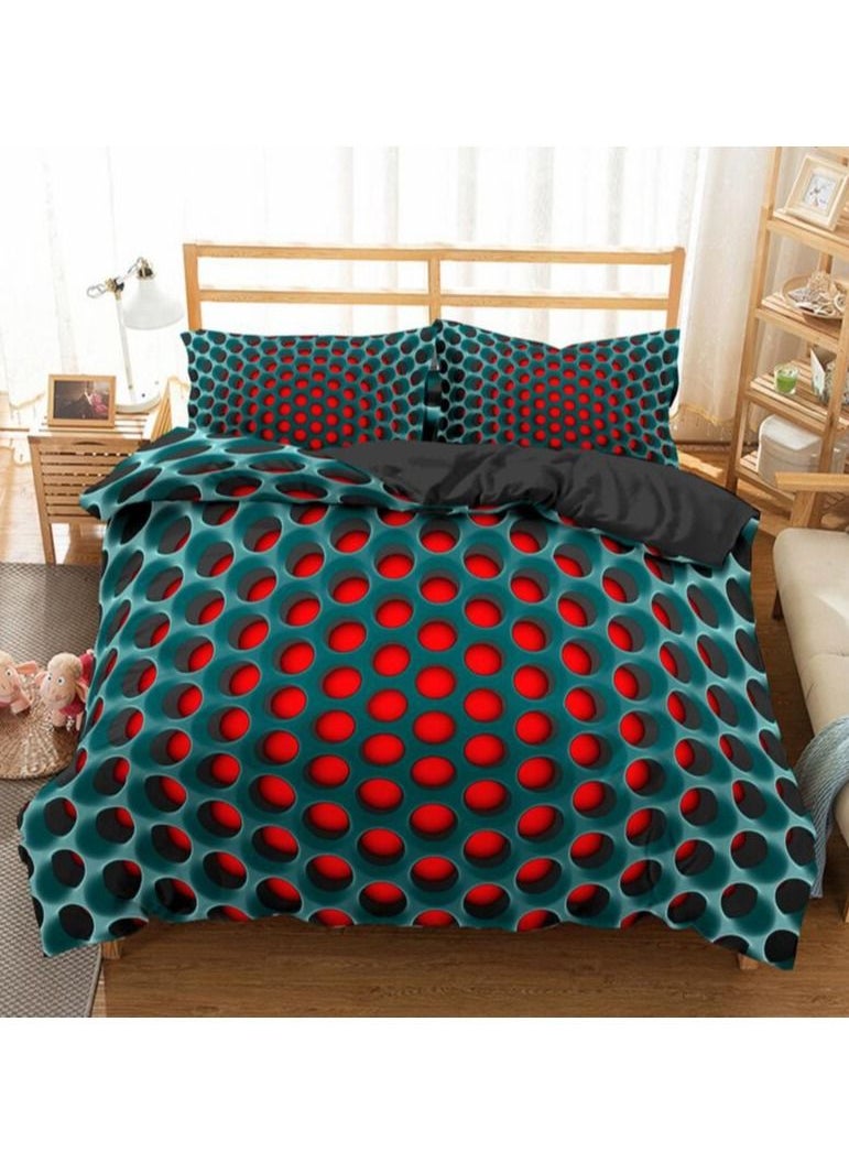 Exlene 3pc Bedding Set Colorful Duvet Cover (3pcs) Dense Holes Pattern, No Quilt, 180cm x 210cm  - Image 5