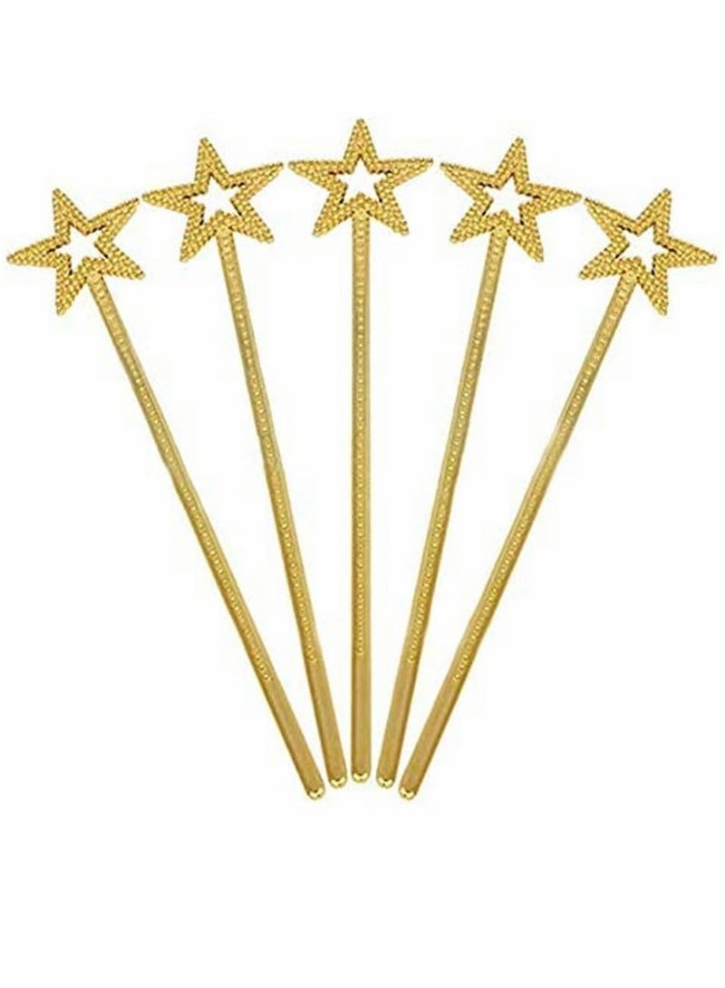 Star Fairy Wands 5PCS Girls Costume Props Star Magic Wand Fairy Wands Sticks Birthday Party Wedding Cosplay 13 Inches (Gold) - Image 1