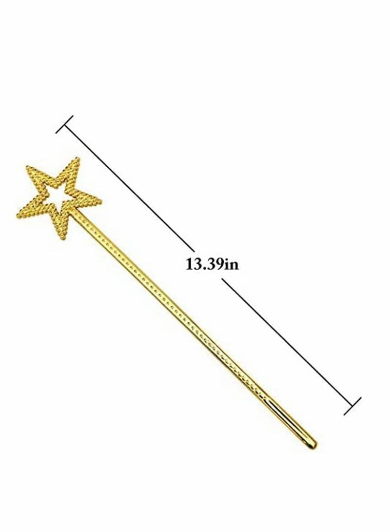 Star Fairy Wands 5PCS Girls Costume Props Star Magic Wand Fairy Wands Sticks Birthday Party Wedding Cosplay 13 Inches (Gold) - Image 4