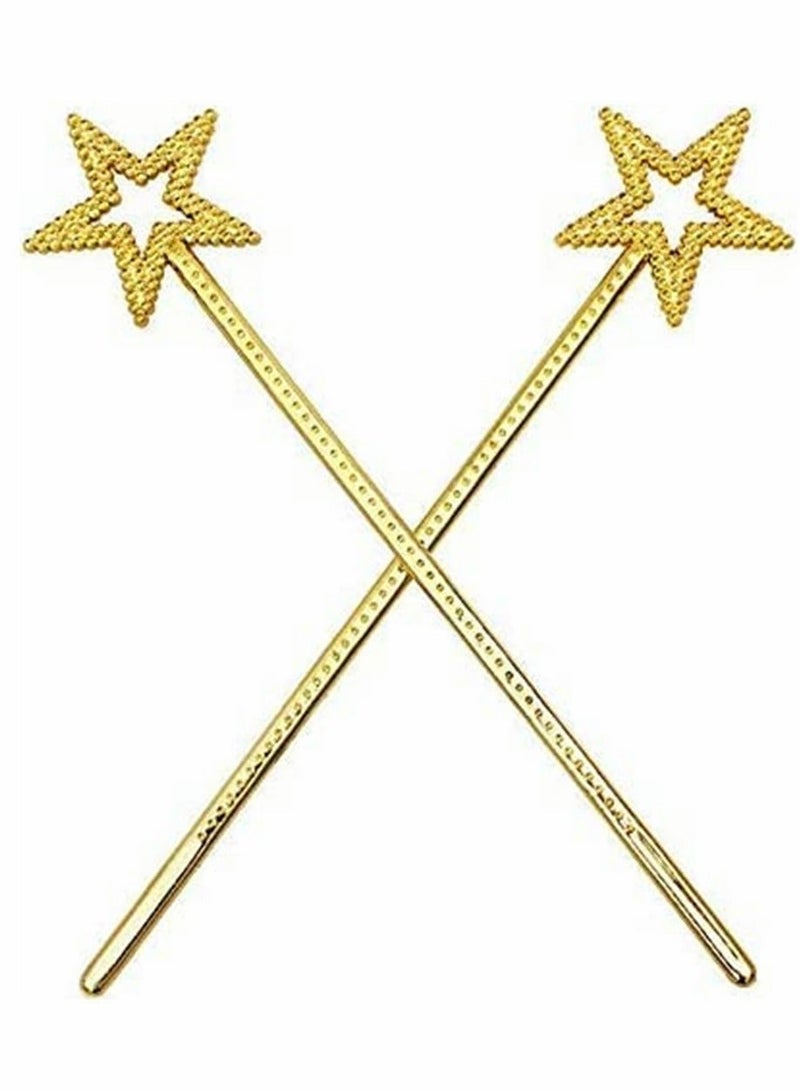 Star Fairy Wands 5PCS Girls Costume Props Star Magic Wand Fairy Wands Sticks Birthday Party Wedding Cosplay 13 Inches (Gold) - Image 2