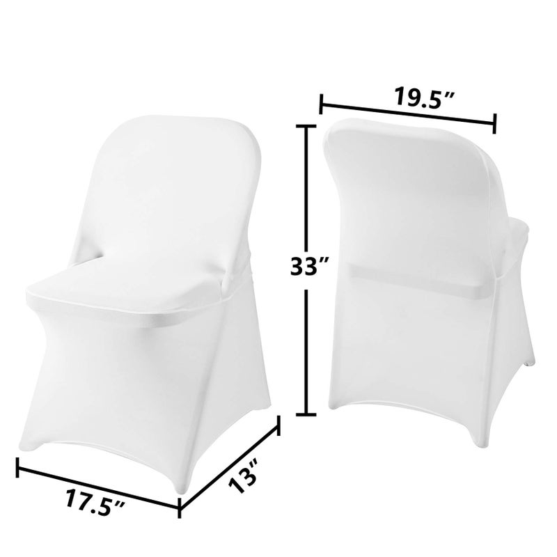 Ascoza Ascoza 6 Pack White Spandex كرسي قابل للطي في النسيج القابل للغسل تمتد للاحتفال بإجازات حفل الزفاف وغيرها من المناسبات الخاصة  - Image 2