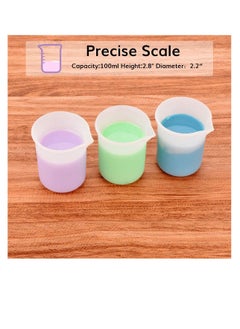 KASTWAVE Silicone Measuring Cups, 100ml Mixing Cups for Epoxy Resin Arcrylic Paint Pouring Non Stick Stir and Pour Tool with Precise Scale for measure, stir and at a budget saving cost  - Image 4