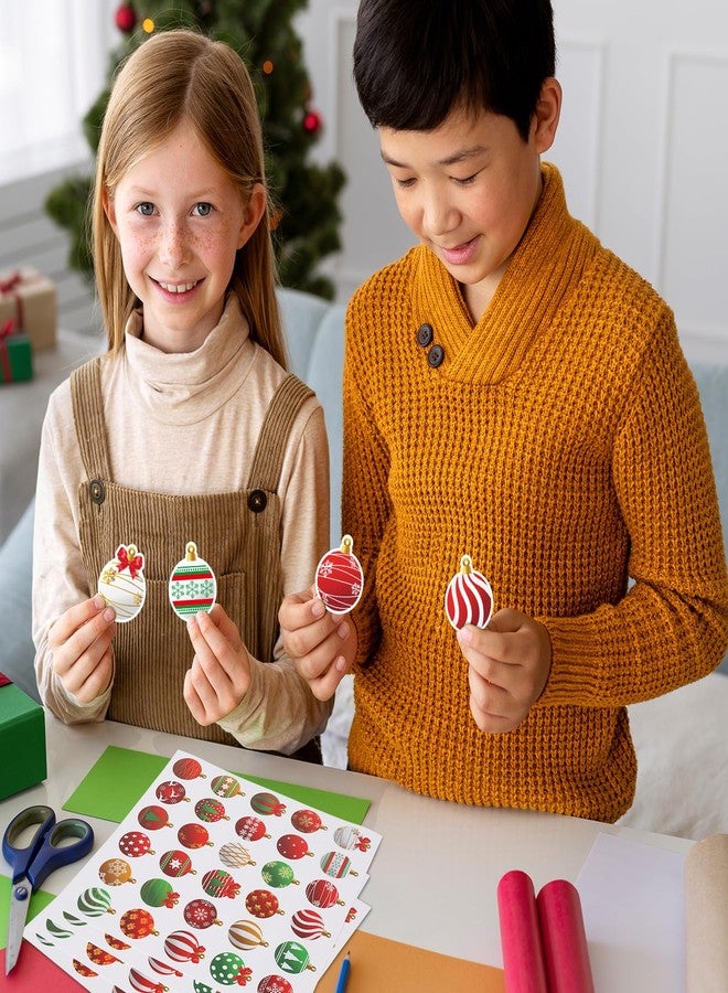 JarThenaAMCS 600Pcs Christmas Ornament Sticker Xmas Ball Paper Decals 30 Designs Winter Self-Adhesive Decoration Stickers for Envelopes Seal Scrapbook Gift DIY Supplies, 1.5 in - Image 5