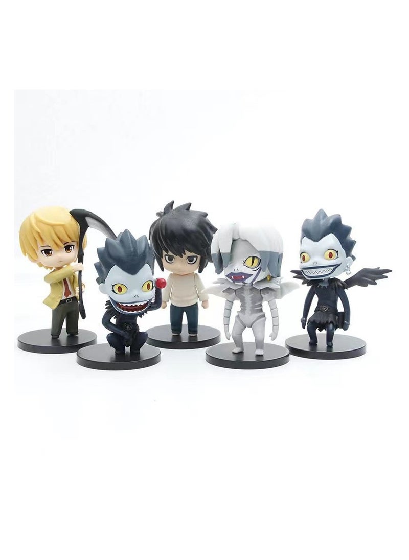 General Death Note 5 Pieces Anime Character Statue Model Sulfur L-Ryuk Character PVC Mini Tabletop Car Decoration Cute Doll Set  - Image 5