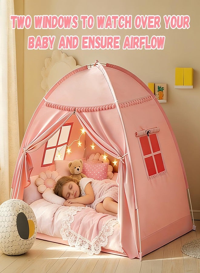 jiangcha Bed Tent Twin Size for Girls & Boys - Indoor Privacy Toddler Sleeping Teepee with Blackout Design, Breathable Portable Bed Tent for Drafty Rooms, Cottage Floor Camping (Twin Pink) - Image 5