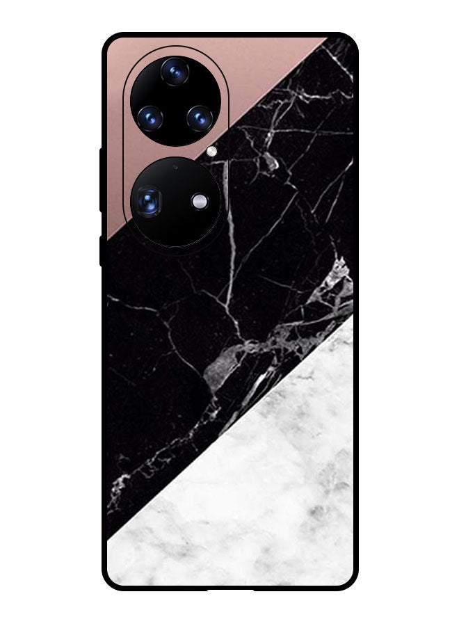 Theodor Protective Case Cover For Huawei P50E  Hite & Black Marble Top Is Plain - Image 1