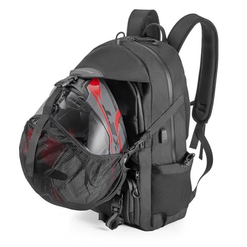 Oumurs Motorcycle Helmet Backpack 50L, Blue Water-resistant 1680D Oxford Fabric, Expandable, Reflective, USB, Large Capacity, Long Distance Travel Backpack - Image 1