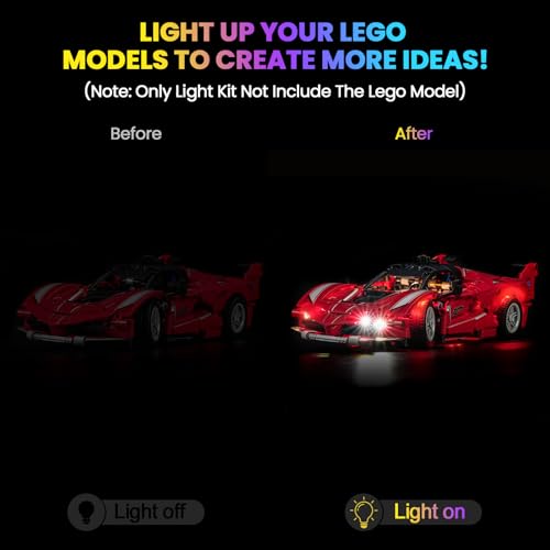 Hilighting Upgraded Led Light Kit Compatible with Lego Technic Ferrari FXX K Building Set Lights Decoration Compatible with Lego 42212 Best Gifts for Adults Model Not Included - Image 5