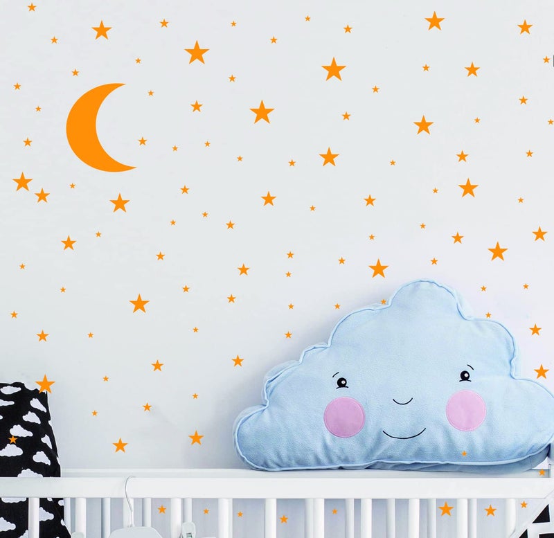 JURUOXIN Moon and Stars Wall Decal Vinyl Sticker for Kids Boy Girls Baby Room Decoration Good Night Nursery Wall Decor Home House Bedroom Design YMX16 (Dark Yellow) - Image 1