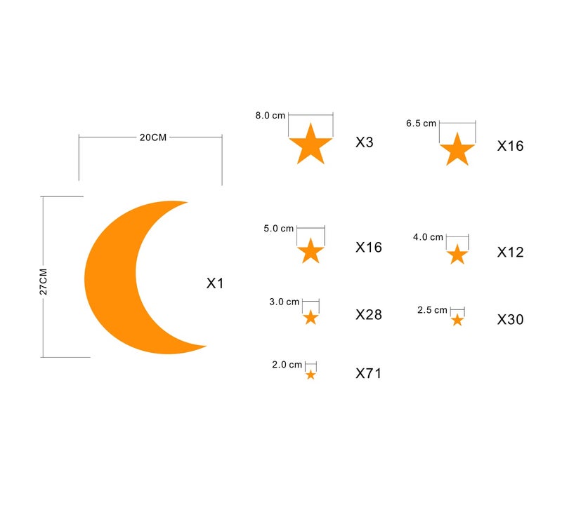 JURUOXIN Moon and Stars Wall Decal Vinyl Sticker for Kids Boy Girls Baby Room Decoration Good Night Nursery Wall Decor Home House Bedroom Design YMX16 (Dark Yellow) - Image 4