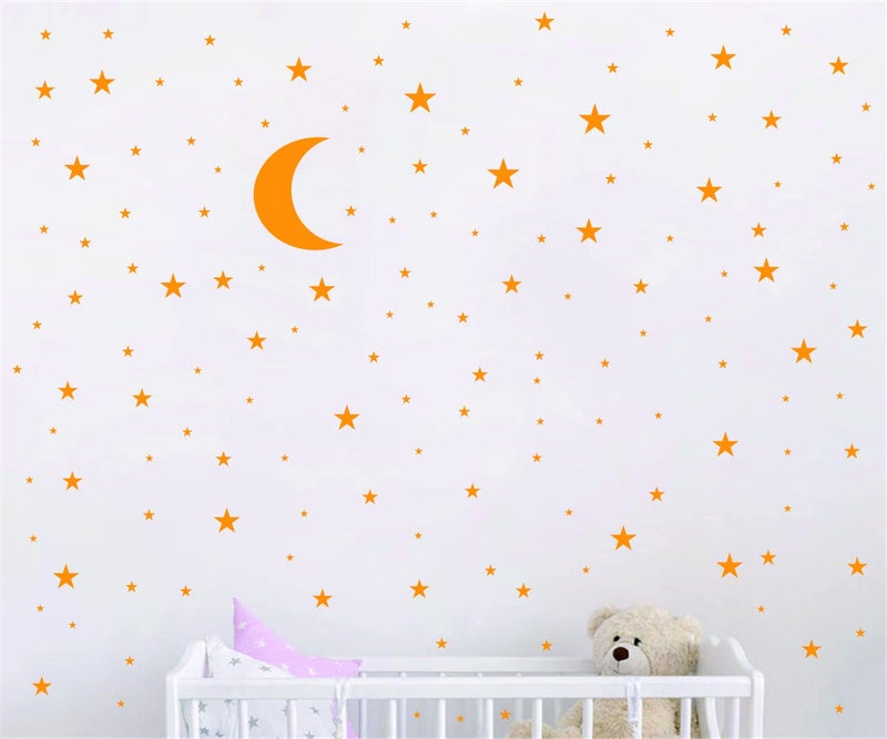 JURUOXIN Moon and Stars Wall Decal Vinyl Sticker for Kids Boy Girls Baby Room Decoration Good Night Nursery Wall Decor Home House Bedroom Design YMX16 (Dark Yellow) - Image 2
