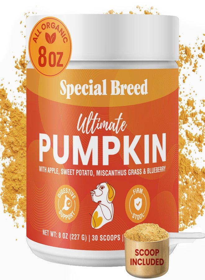 Special Breed Ultimate Pumpkin Powder for Dogs (8 oz) - with Organic Pumpkin, Apple, Sweet Potato, Miscanthus Grass & Blueberry, Digestive Relief for Constipation, Loose Stools, and Upset Stomaches, 30 Scoops - Image 1